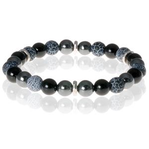 Memphis heren armband Onyx Agaat Hematiet kralen