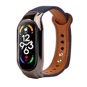 Strap-it Xiaomi Mi Band 7 leren bandje (blauw)