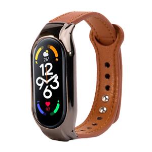 Strap-it Xiaomi Mi Band 7 leren bandje (bruin)