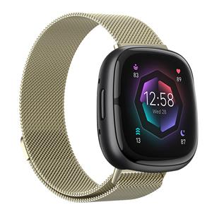 Strap-it Fitbit Sense 2 Milanese band (licht goud)
