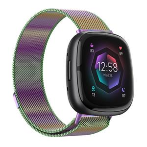 Strap-it Fitbit Sense 2 Milanese band (regenboog)