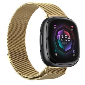 Strap-it Fitbit Sense 2 Milanese band (goud)