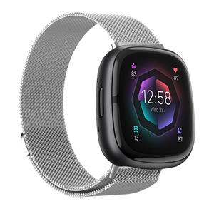 Strap-it Fitbit Sense 2 Milanese band (zilver)