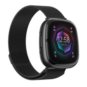 Strap-it Fitbit Sense 2 Milanese band (zwart)