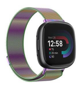 Strap-it Fitbit Versa 4 Milanese band (regenboog)