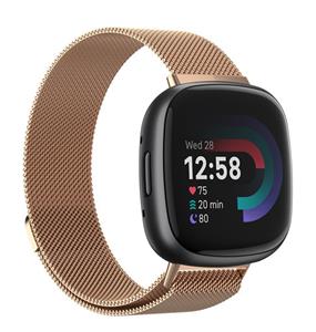 Strap-it Fitbit Versa 4 Milanese band (rosé goud)