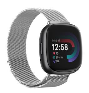 Strap-it Fitbit Versa 4 Milanese band (zilver)
