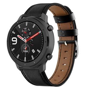 Strap-it Xiaomi Amazfit GTR bandje leer (strak-zwart)