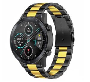 Strap-it Honor Magic Watch 2 stalen band (zwart/goud)