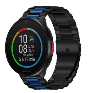 Strap-it Polar Pacer stalen band (zwart/blauw)