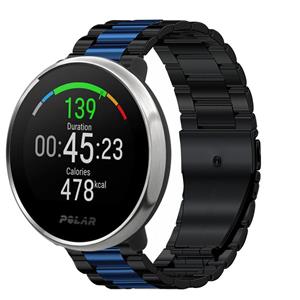Strap-it Polar Unite stalen band (zwart/blauw)