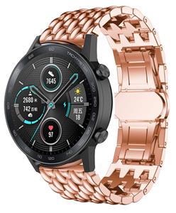 Strap-it Honor Magic Watch 2 stalen draak band (rosé goud)
