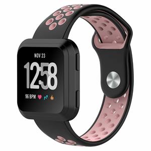 Strap-it Fitbit Versa sport band (zwart/lichtroze)