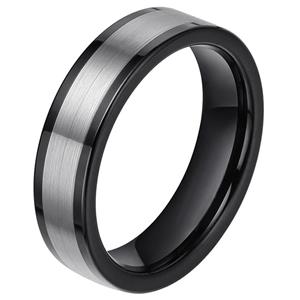 Mendes Wolfraam heren ring smal model Zwart Zilverkleurig 6mm-19mm