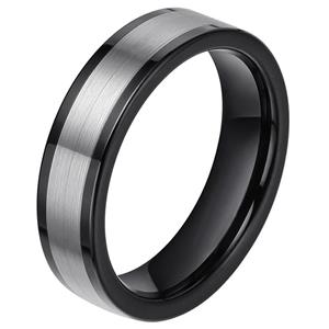 Mendes Wolfraam heren ring smal model Zwart Zilverkleurig 6mm-18mm