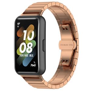 Strap-it Huawei band 7 metalen bandje (rosé goud)