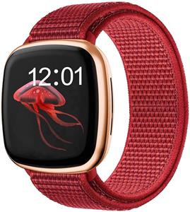 Strap-it Fitbit Versa 3 nylon bandje (rood)