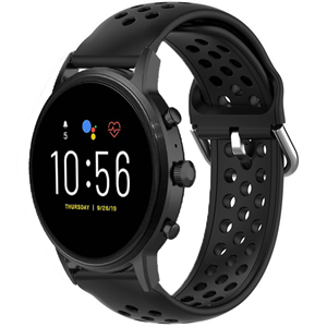 Strap-it Fossil Gen 5 siliconen bandje met gaatjes (zwart)