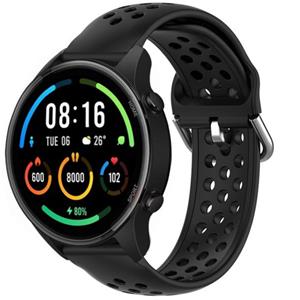 Strap-it Xiaomi Mi Watch siliconen bandje met gaatjes (zwart)