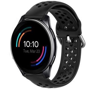 Strap-it OnePlus Watch siliconen bandje met gaatjes (zwart)