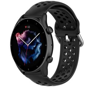 Strap-it Amazfit GTR 3 (Pro) siliconen bandje met gaatjes (zwart)