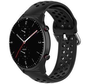 Strap-it Amazfit GTR 2 siliconen bandje met gaatjes (zwart)