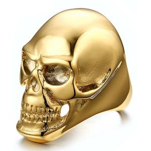 Mendes Stalen herenring Skull Gold-18mm