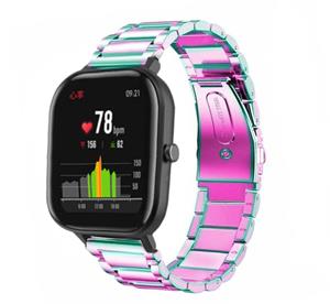 Strap-it Xiaomi Amazfit GTS stalen band (regenboog)