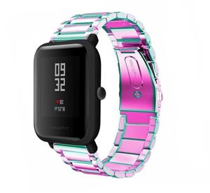Strap-it Xiaomi Amazfit Bip stalen band (regenboog)