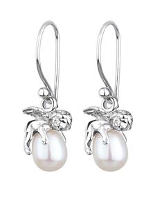 Elli Dames Oor Hanger Beschermengel Hanger Elegant met Zoetwater gekweekte parel in 925 sterling zilver