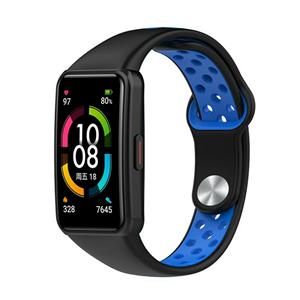 Strap-it Huawei Band 6 sport bandje (zwart/blauw)