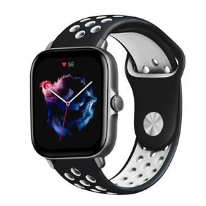 Strap-it Amazfit GTS 3 sport band (zwart/wit)