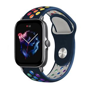 Strap-it Amazfit GTS 3 sport band (donkerblauw/kleurrijk)