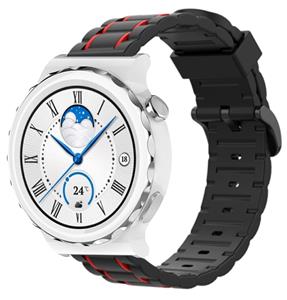 Strap-it Huawei Watch GT 3 Pro 43mm  sport gesp band (zwart/rood)