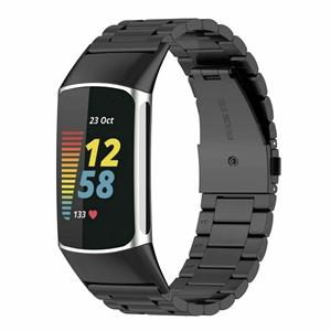 Strap-it Fitbit Charge 5 stalen band (zwart)