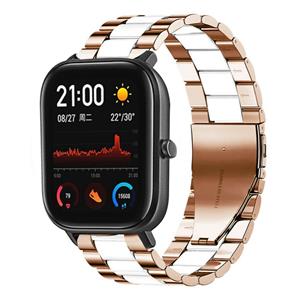 Strap-it Xiaomi Amazfit GTS stalen band (roségoud/wit)