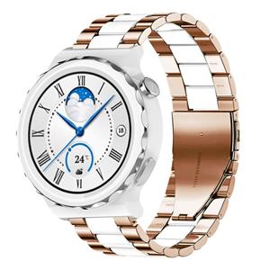 Strap-it Huawei Watch GT 3 Pro 43mm stalen band (roségoud/wit)