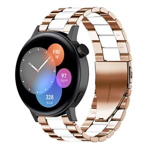 Strap-it Huawei Watch GT 3 42mm stalen band (roségoud/wit)