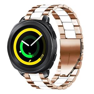 Strap-it Samsung Gear Sport stalen band (roségoud/wit)