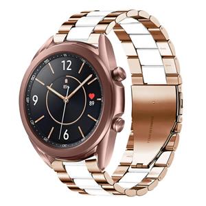 Strap-it Samsung Galaxy Watch 3 41mm stalen band (roségoud/wit)