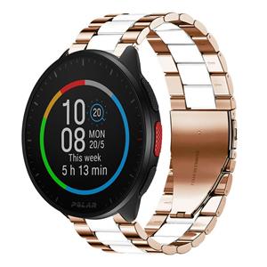 Strap-it Polar Pacer stalen band (roségoud/wit)