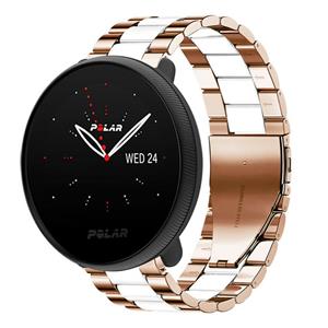 Strap-it Polar Ignite 2 stalen band (roségoud/wit)