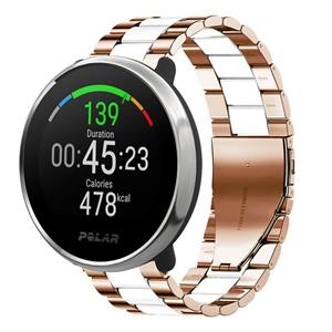Strap-it Polar Ignite stalen band (roségoud/wit)