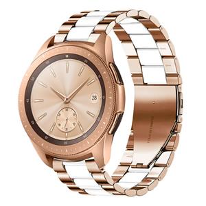 Strap-it Samsung Galaxy Watch 42mm stalen band (roségoud/wit)