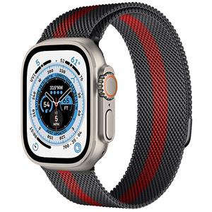 Strap-it Apple Watch Ultra Milanese band (zwart/rood)