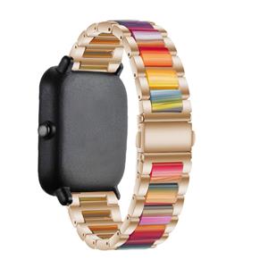 Strap-it Xiaomi Amazfit GTS 2 stalen resin band (rosé goud/kleurrijk)