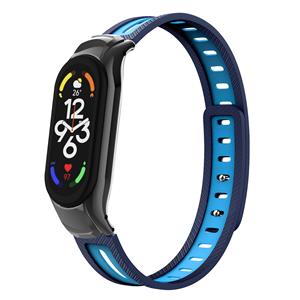 Strap-it Xiaomi Mi Band 7 sport bandje met frame (duo blauw)
