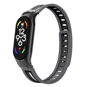 Strap-it Xiaomi Mi Band 7 sport bandje met frame (grijs/zwart)