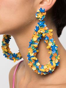 La DoubleJ Oorbellen met bloem - Blauw