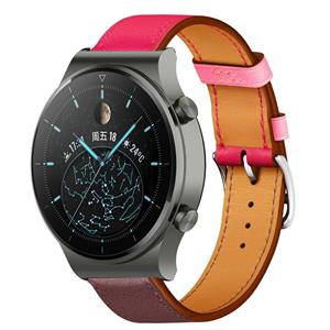 Strap-it Huawei Watch GT 2 Pro leren band (knalroze/roodbruin)